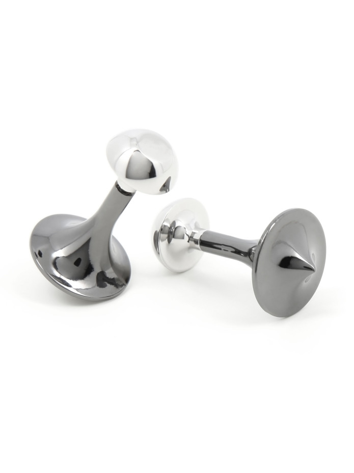 Boutons de manchette toupie gunmetal et argent - Asakusa