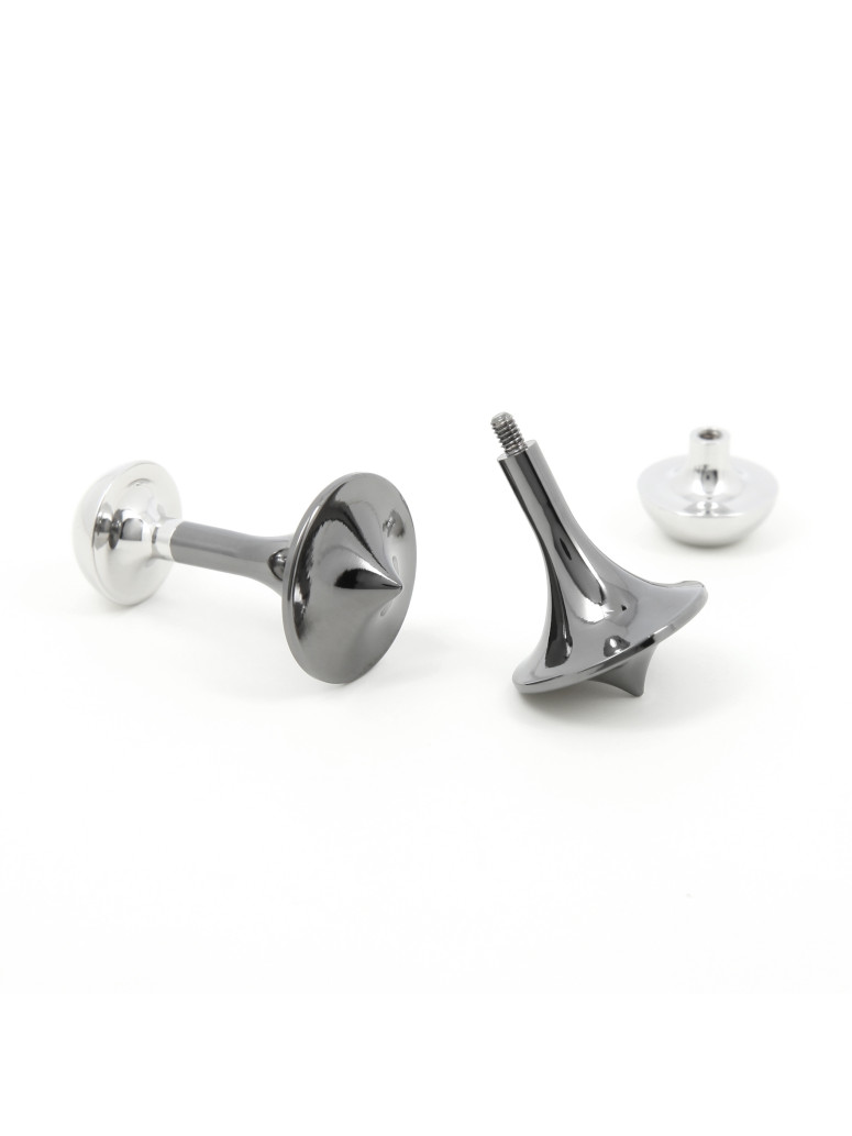 Boutons de manchette toupie gunmetal et argent - Asakusa