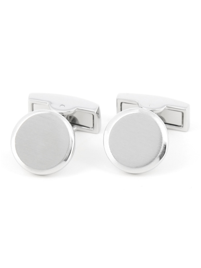 Boutons de manchette ronds argent brossé - Montevideo