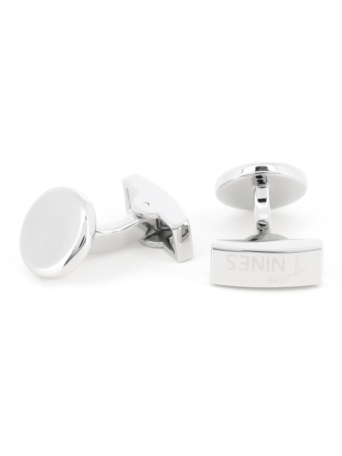 Boutons de manchette ronds argent brossé - Montevideo