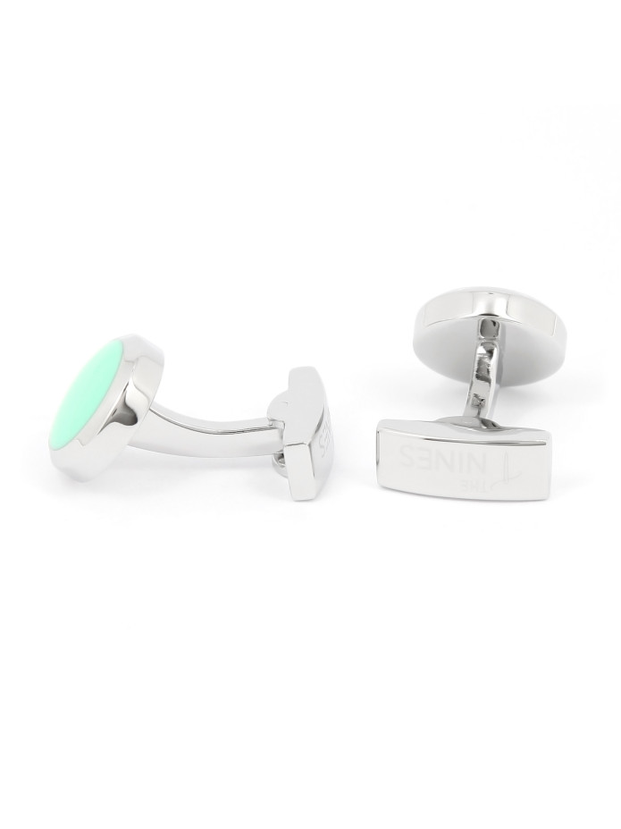 Boutons de manchette ronds vert aqua - Montreux II