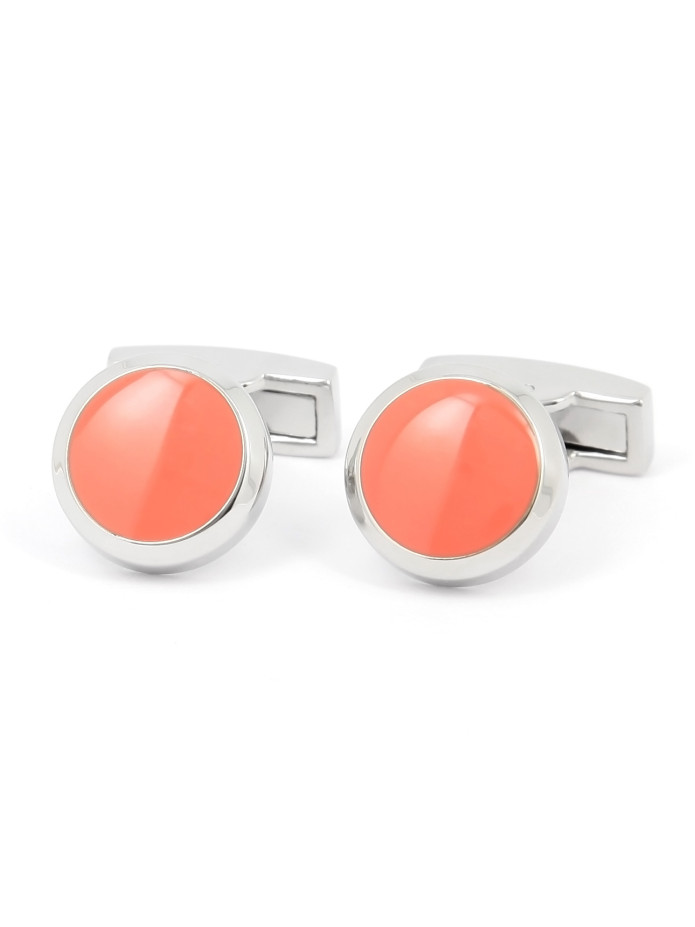 Boutons de manchette ronds corail - Montreux II
