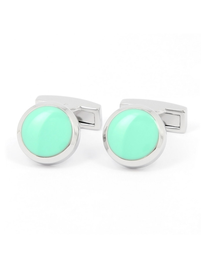 Boutons de manchette ronds vert aqua - Montreux II