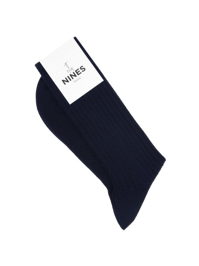 Chaussettes laine vierge bleu marine