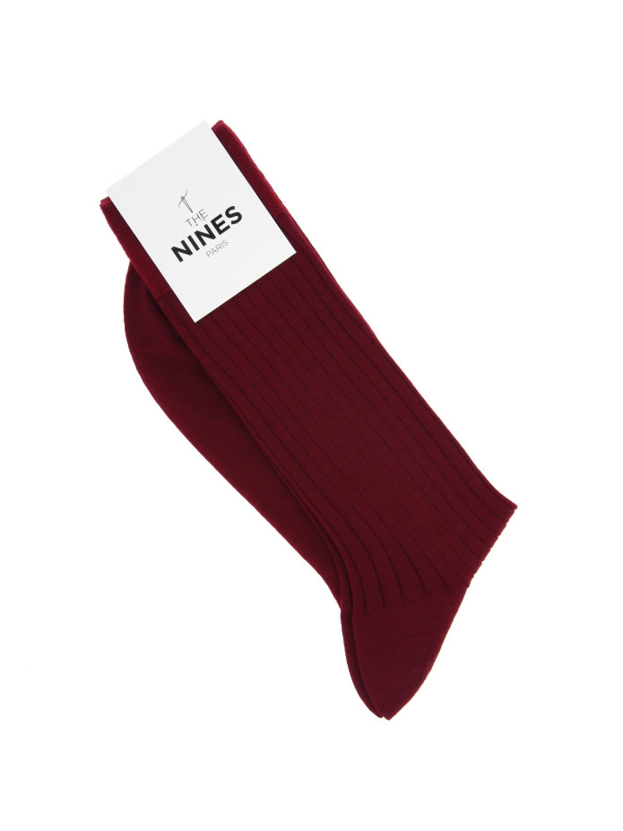 Chaussettes laine vierge rouge carmin
