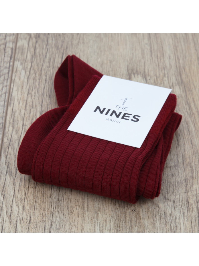 Chaussettes laine vierge rouge carmin