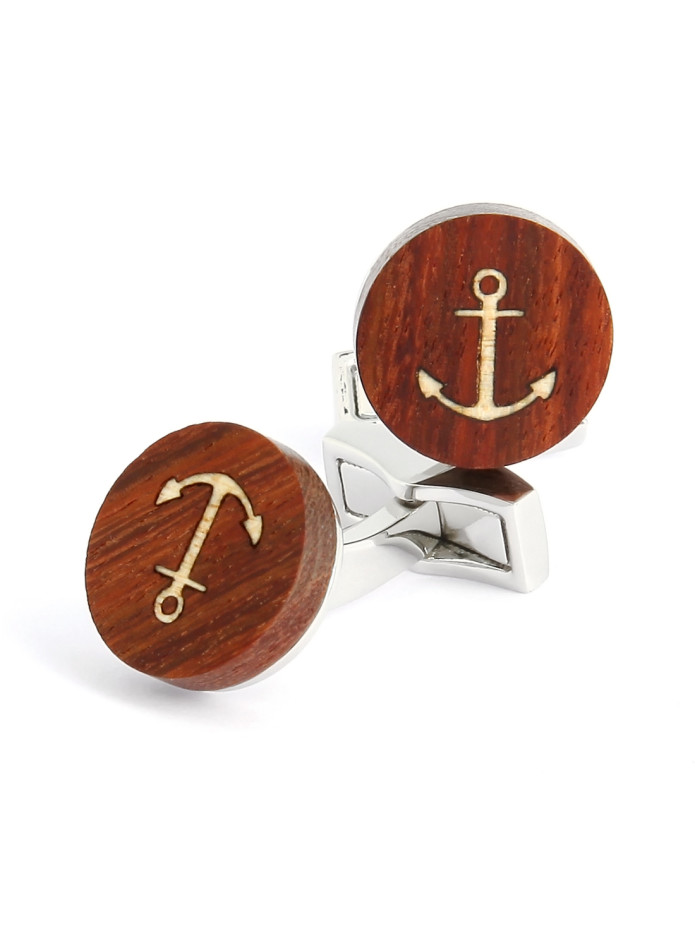 Boutons de manchette en bois ancre marine - Dinard