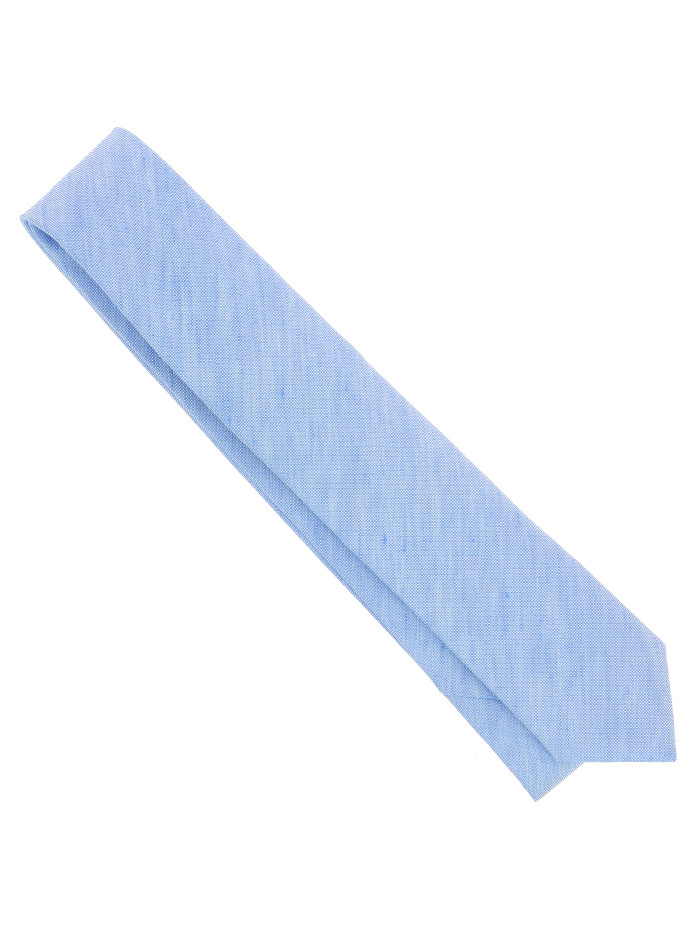 Cravate bleu ciel en soie et lin nattés - Bergame