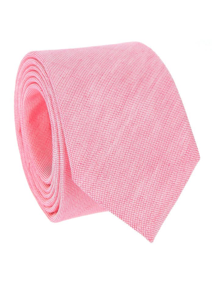 Cravate rose pastel en soie et lin nattés - Bergame