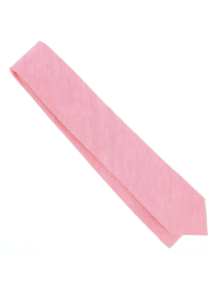 Cravate rose pastel en soie et lin nattés - Bergame