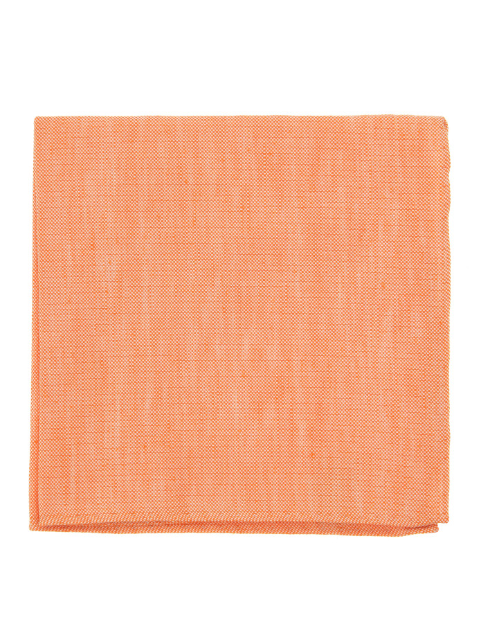 Pochette De Costume orange en soie et lin nattés - Bergame