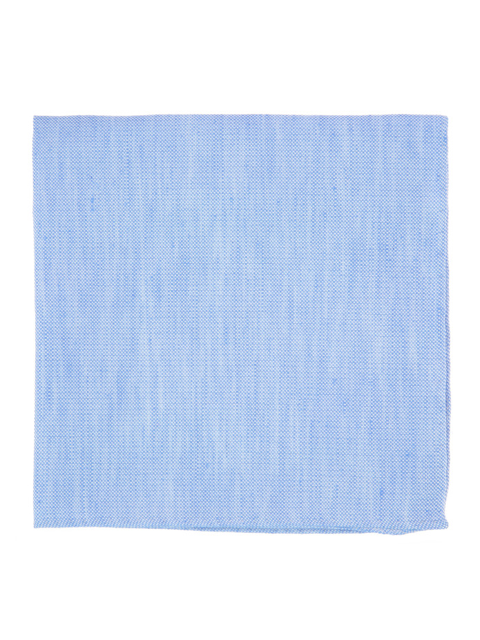 Pochette De Costume bleu ciel en soie et lin nattés - Bergame