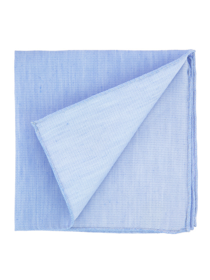 Pochette De Costume bleu ciel en soie et lin nattés - Bergame