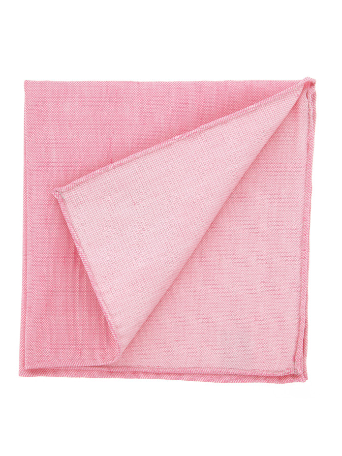 Pochette De Costume rose pastel en soie et lin nattés - Bergame