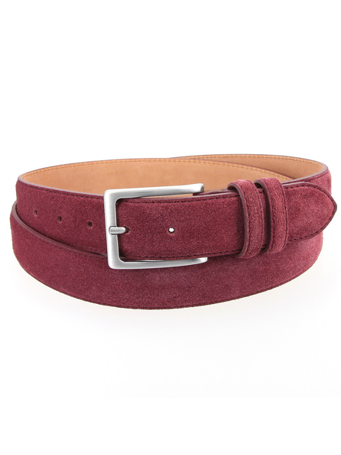 Ceinture bordeaux en cuir suédé - Lino