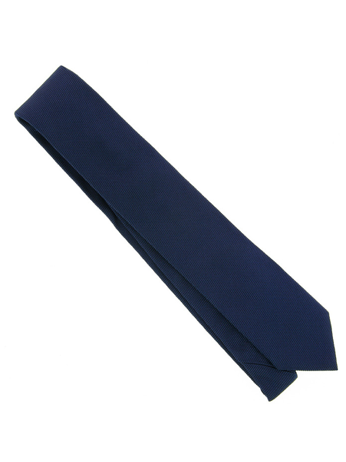 Cravate bleu marine en soie nattée - Saint-Honoré