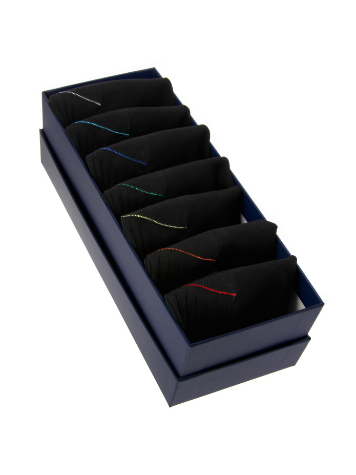 Semainier chaussettes fil d'Écosse noir - 7 days