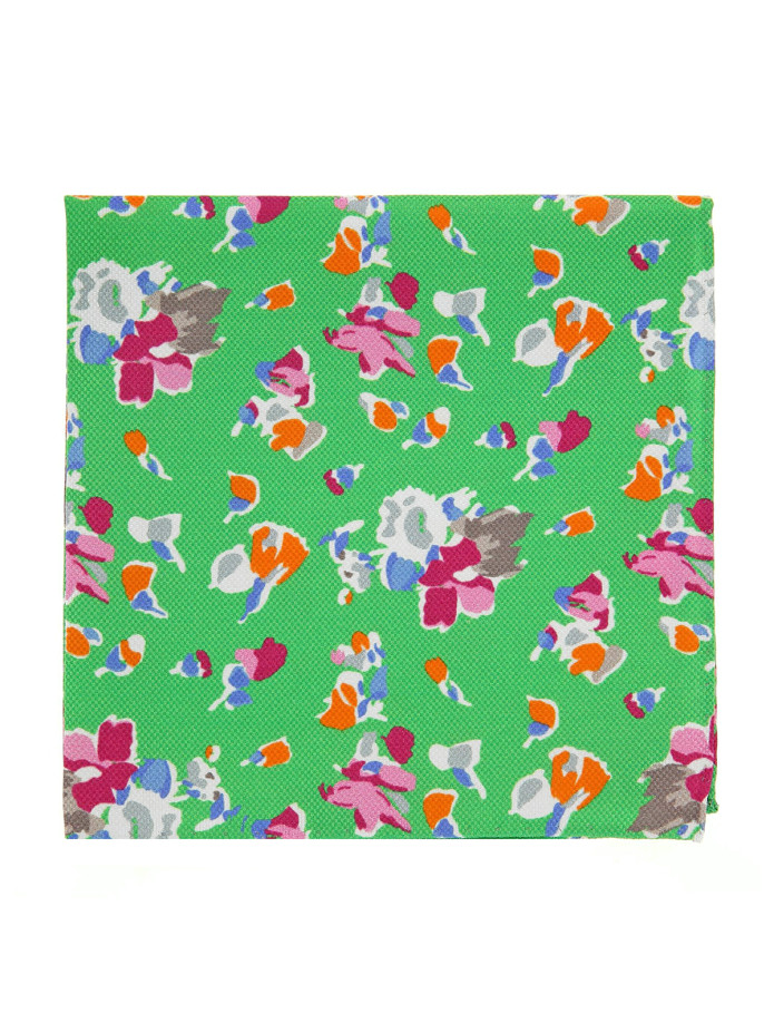 Pochette costume à fleurs vert