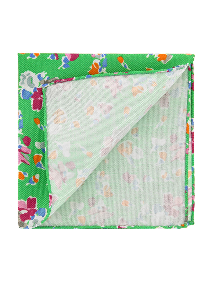 Pochette costume à fleurs vert