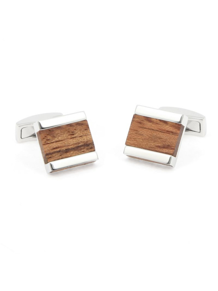 Boutons de manchette carrés en bois bubinga - Minkebe