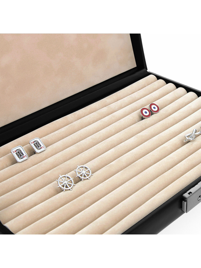 Coffret boutons de manchette en cuir grand format