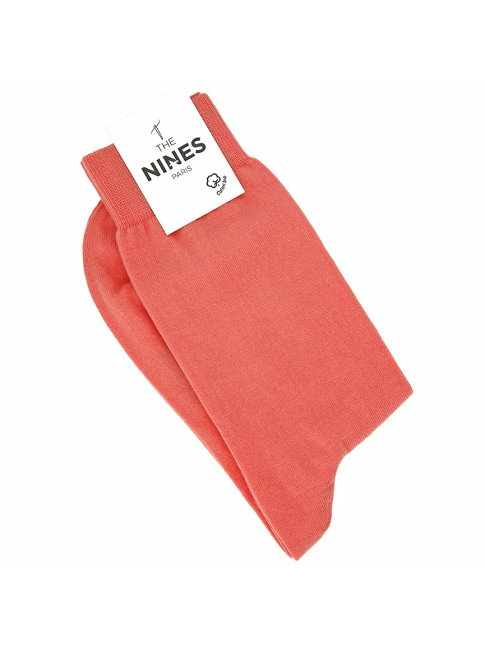 Chaussettes coton bio corail