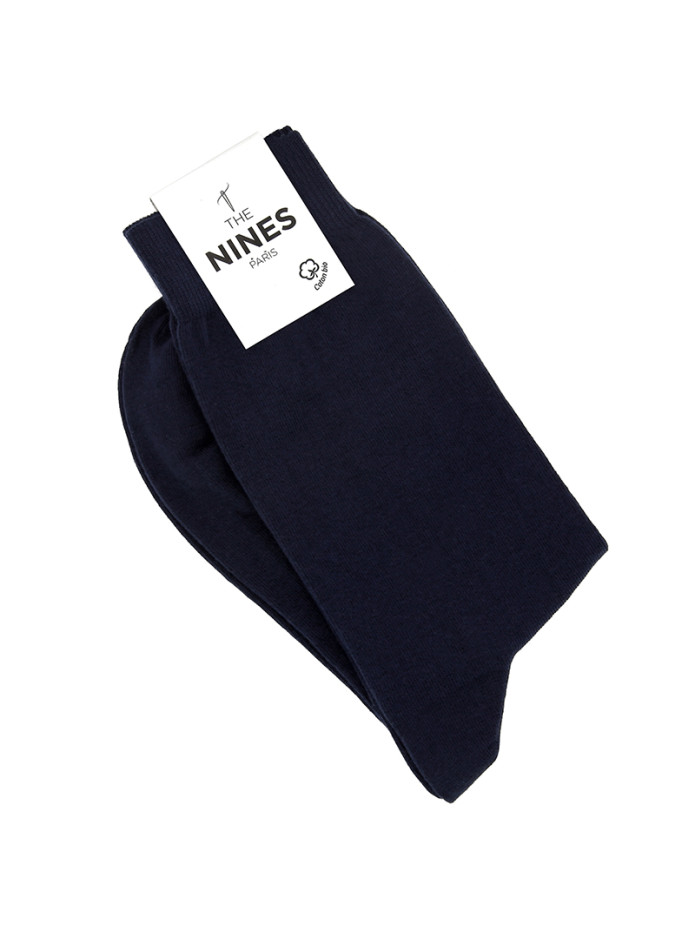 Chaussettes coton bio bleu marine