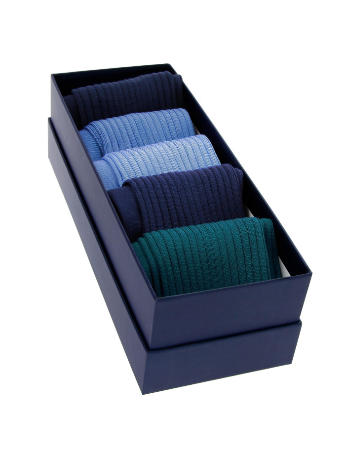 Semainier chaussettes fil d'Écosse - Nuancier bleu