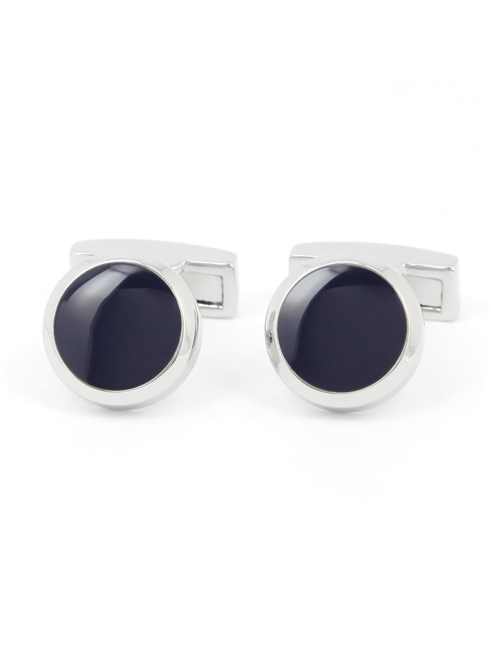 Boutons de manchette ronds bleu marine - Montreux II