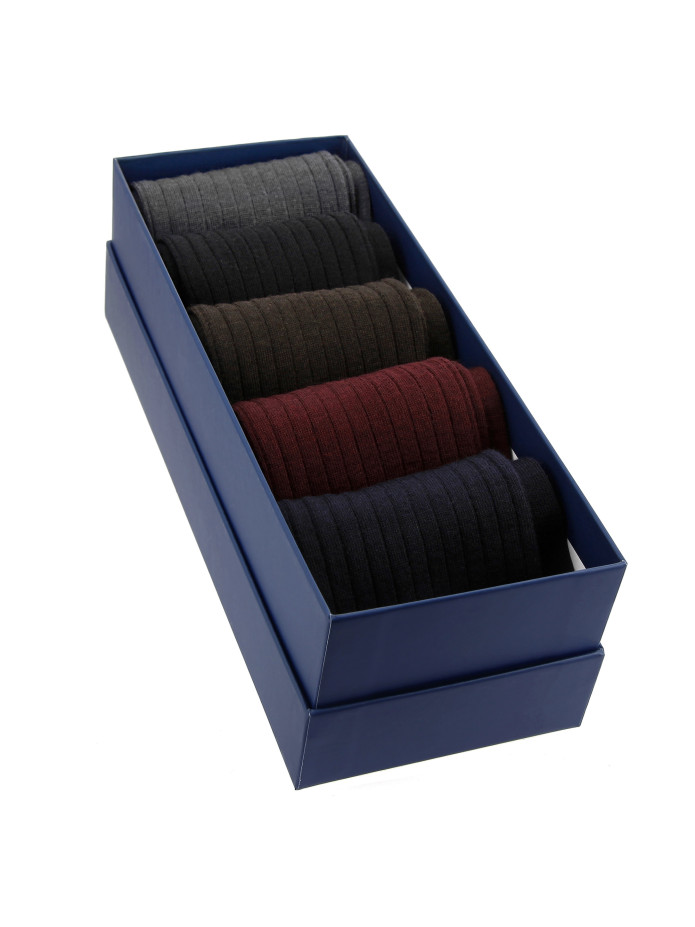 Semainier de 5 paires de chaussettes en laine vierge