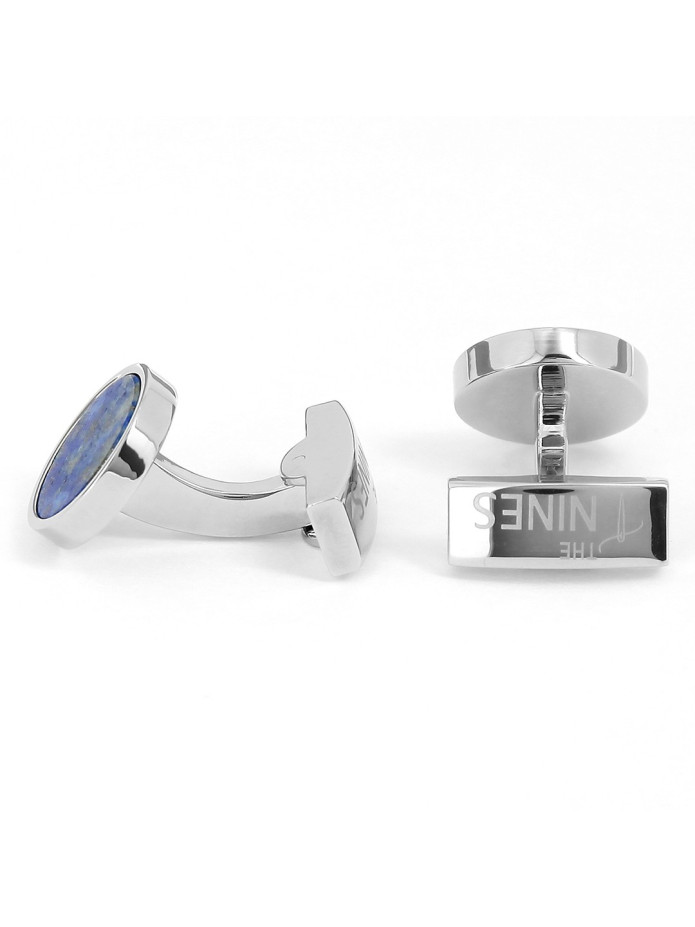 Boutons de manchette lapis lazuli argent ronds - Vienne