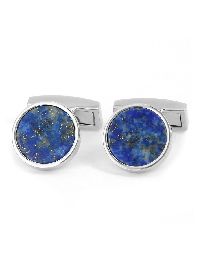 Boutons de manchette lapis lazuli argent ronds - Vienne