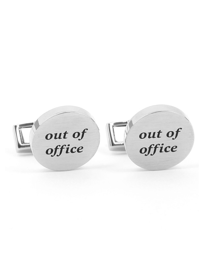 Boutons de manchette ronds gravés - Out of office
