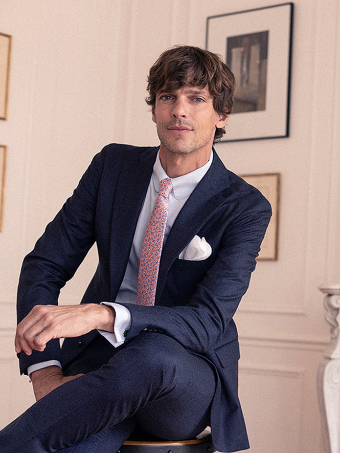 Chemise mousquetaire col anglais mini twill bleu ciel