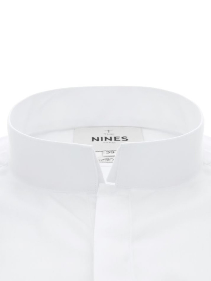 Chemise mousquetaire col inversé en popeline blanche