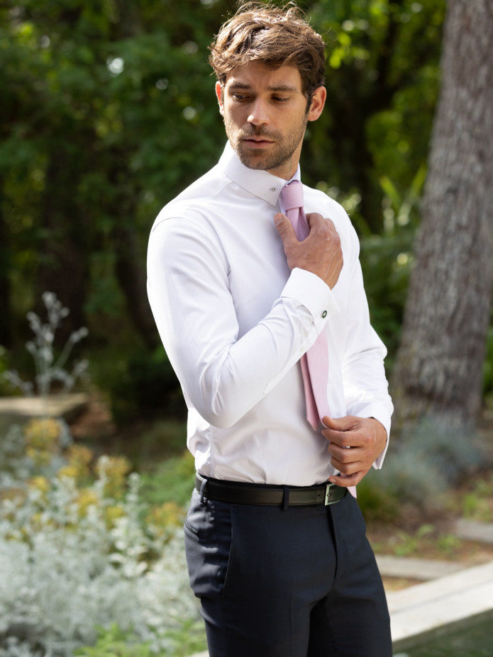 Chemise mousquetaire blanche col épingle