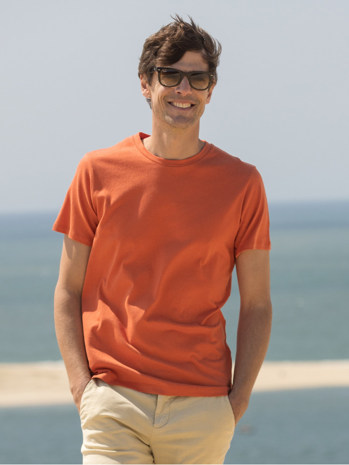 T-shirt en lin et coton bio Terracotta