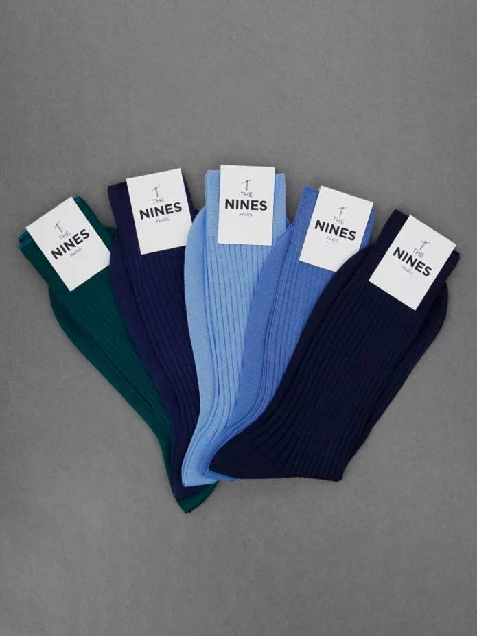 Semainier chaussettes fil d'Écosse - Nuancier bleu