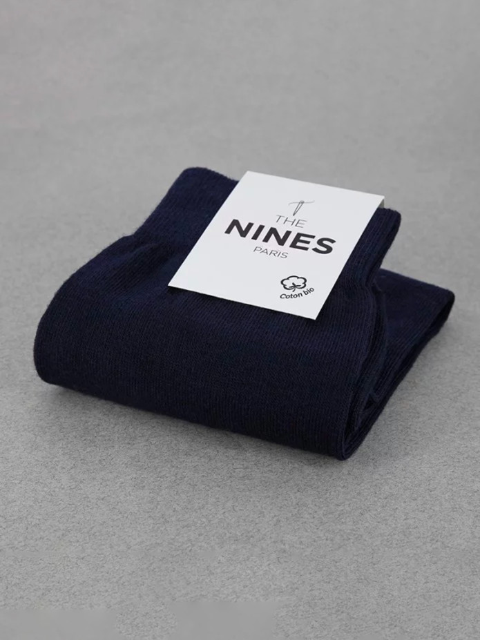 Chaussettes coton bio bleu marine