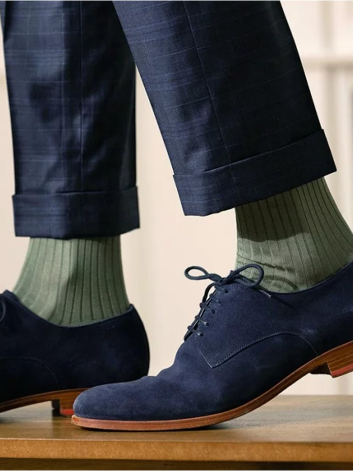 Chaussettes fil d'Écosse vert sauge