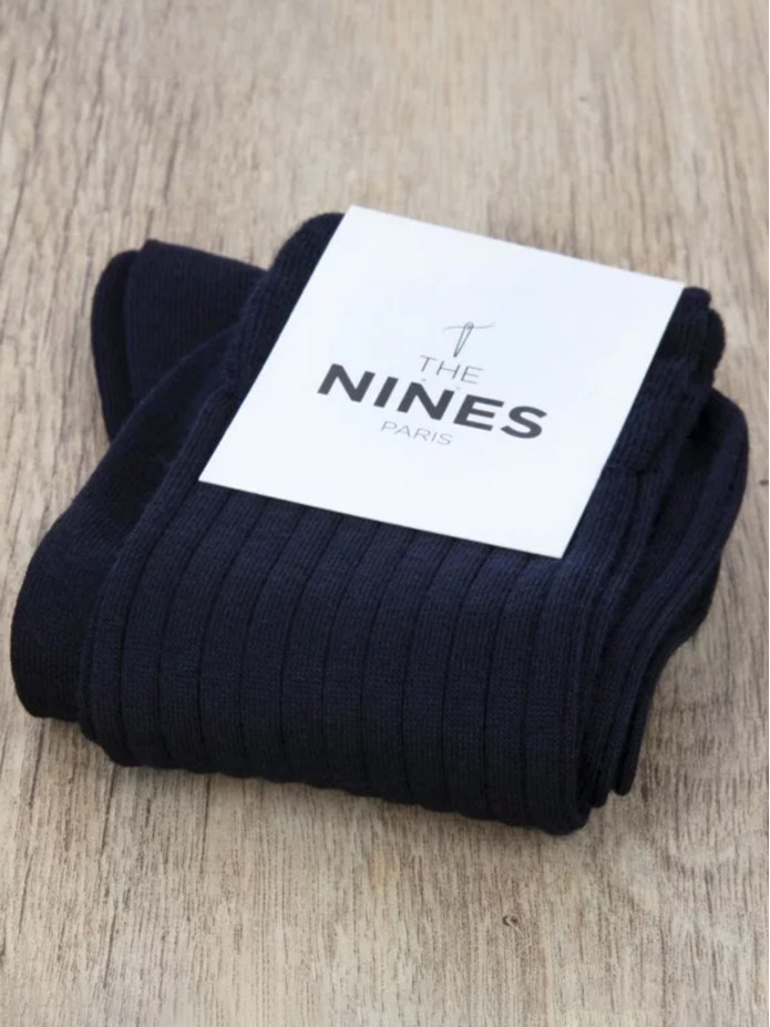 Chaussettes laine vierge bleu marine