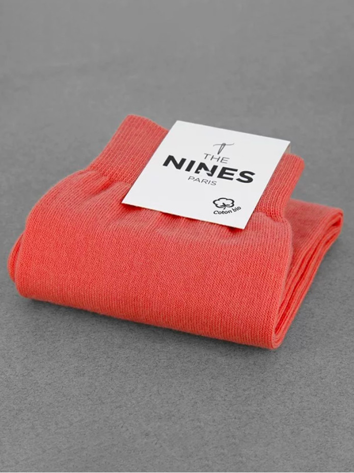 Chaussettes coton bio corail