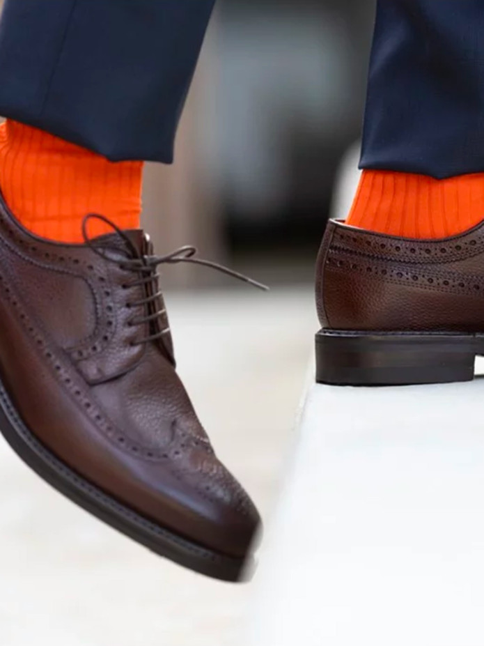 Chaussettes fil d'Écosse orange vitamine