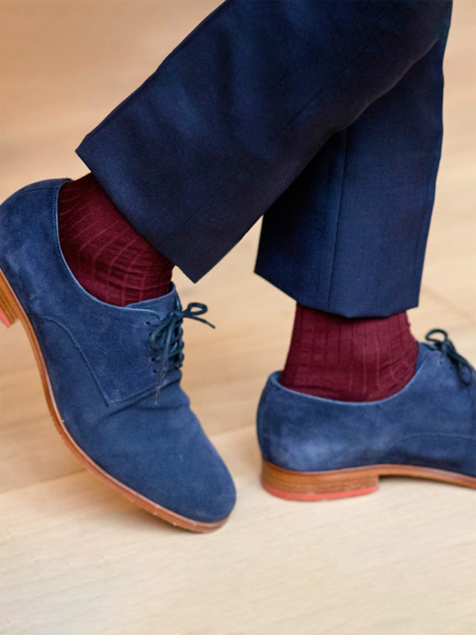 Chaussettes laine vierge bordeaux premier cru