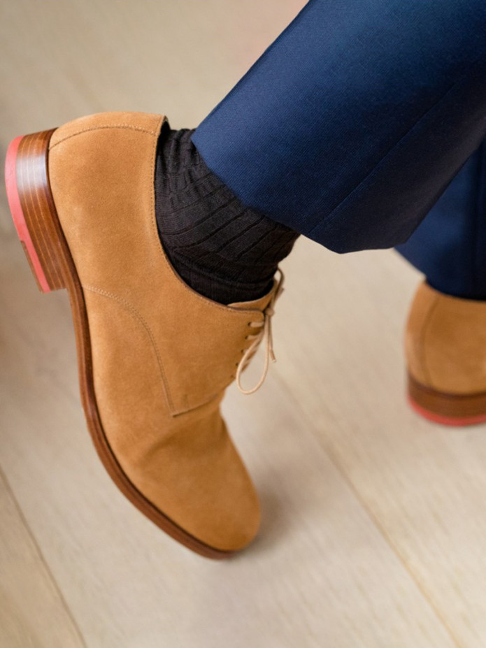 Chaussettes laine vierge marron chocolat