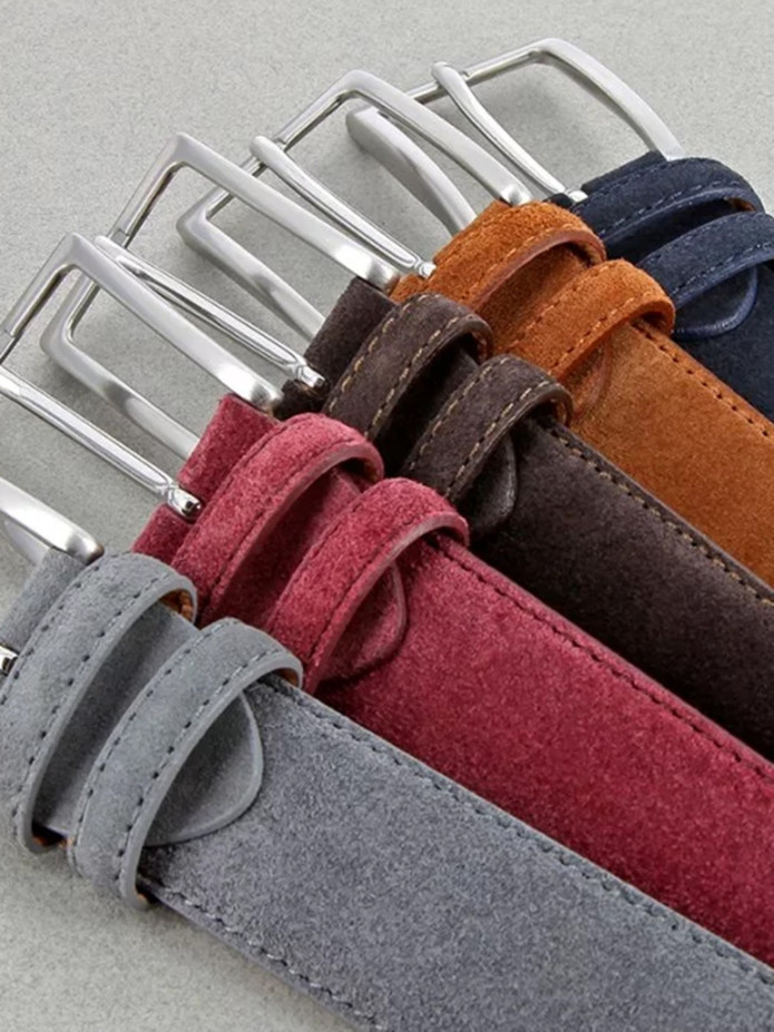 Ceinture bordeaux en cuir suédé - Lino
