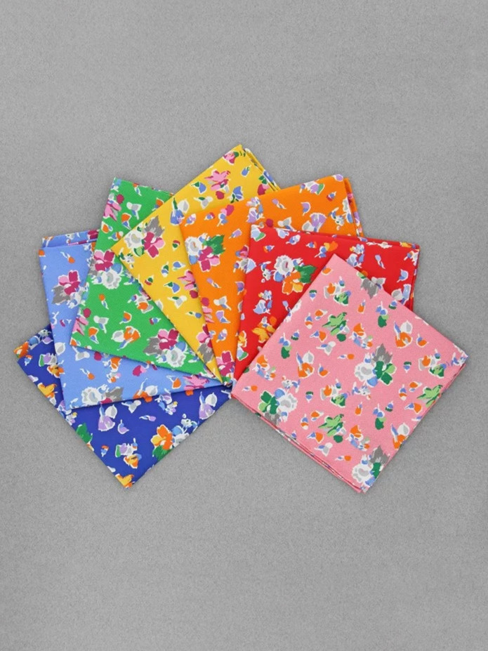 Pochette costume à fleurs vert