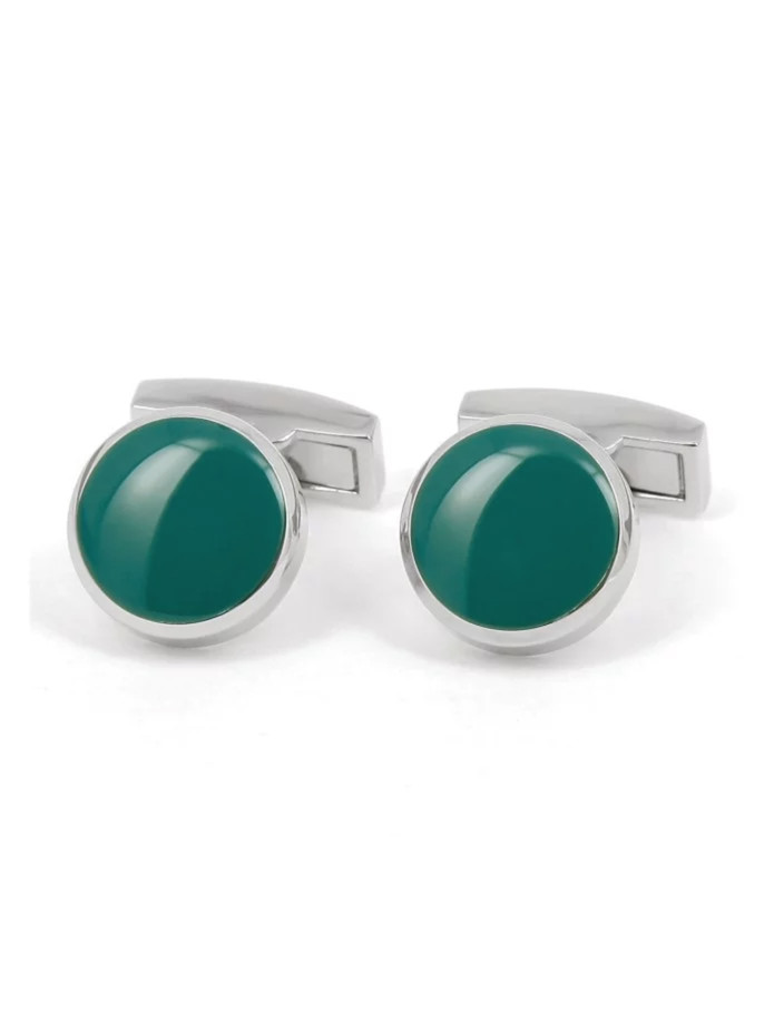 Boutons de manchette ronds vert thym - Montreux II