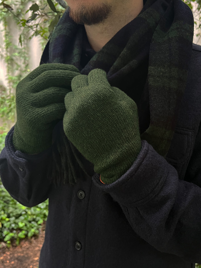Gant Laine Cachemire Vert Kaki