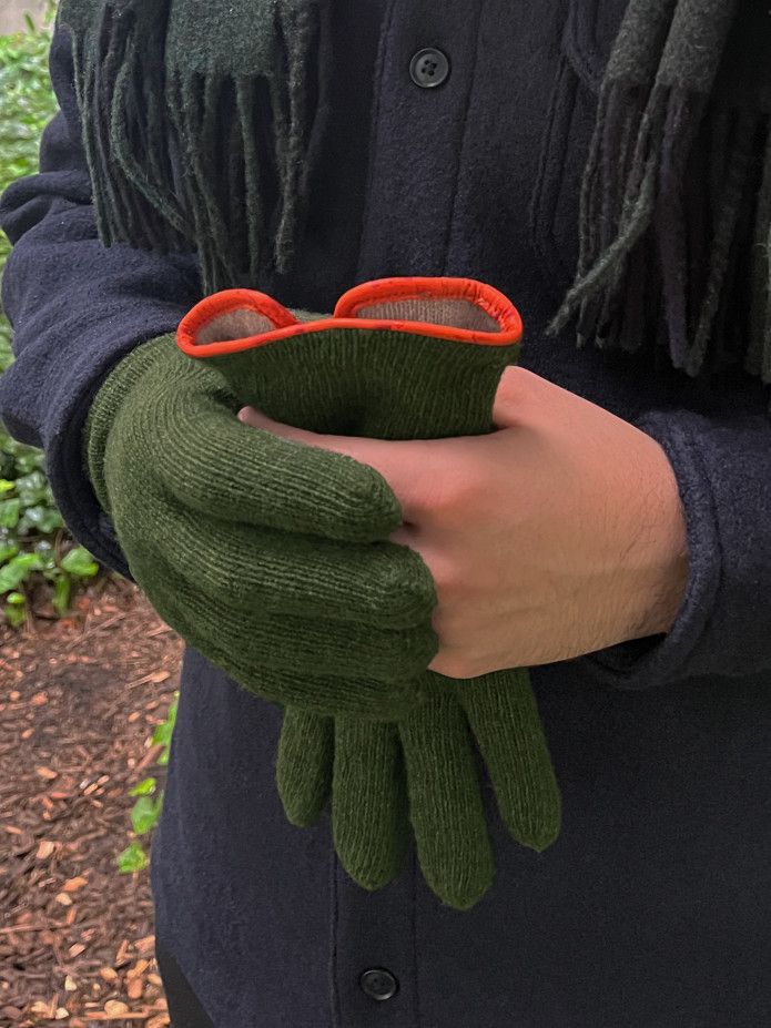 Gant Laine Cachemire Vert Kaki